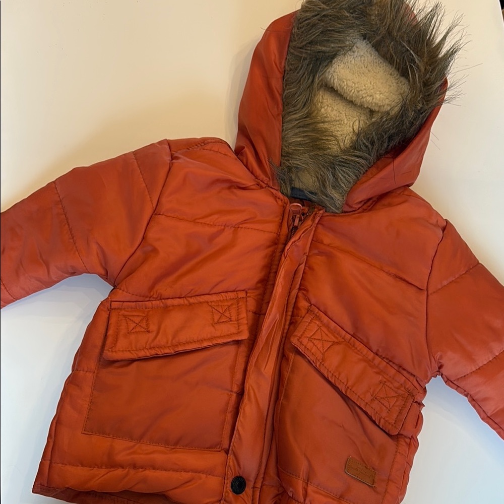 7 for all Mankind Hooded Puffer Jacket with Faux Fur Trim